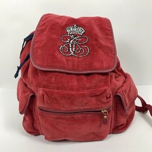 Juicy Couture Red Velour Velvet Velveteen Backpack